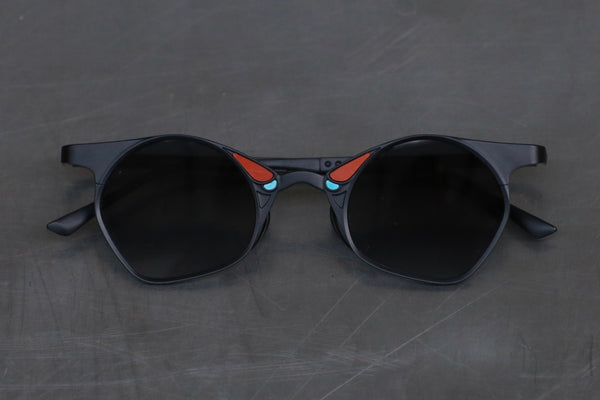 Rigards RG1031TI series pure titanium inlaid gemstone handmade glasses RG-RG1031TI-HKHP black frame gray lenses
